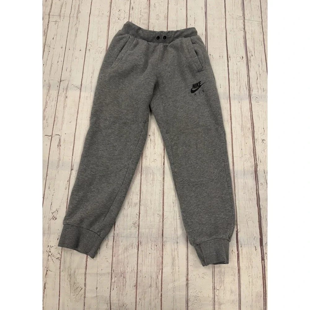 Nike Air Grey Jogger Sweatpants with Knee Panels & Elastic Waist, Medium Youth